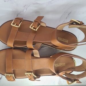 Michael Kors Brown Sandals with Gold Buckles